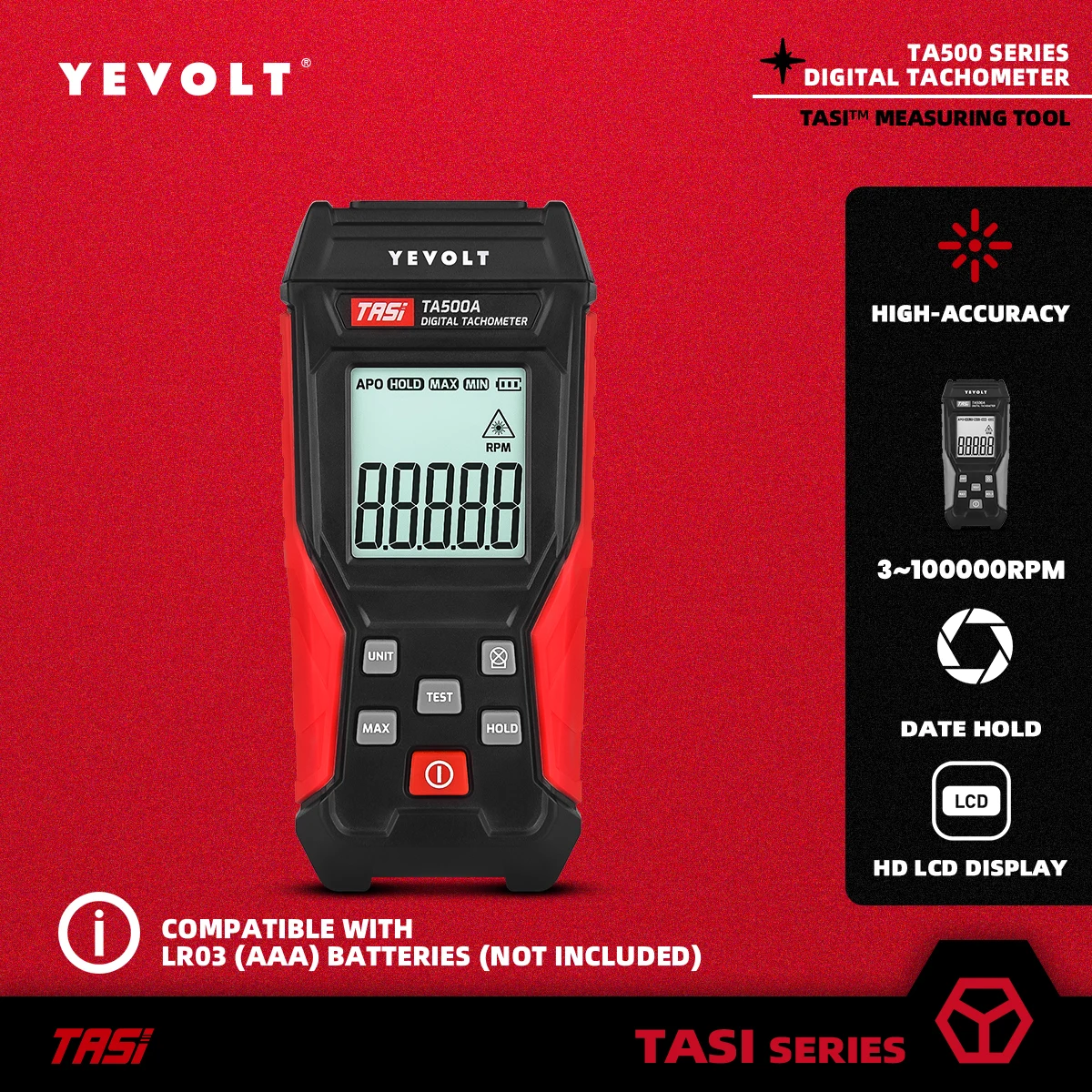 Yevolt Digital sem Contato Tacômetro Laser Foto Sensor Medidor de Contato Rpm Medidor de Velocidade Tester 2em Ta500a Ta500c