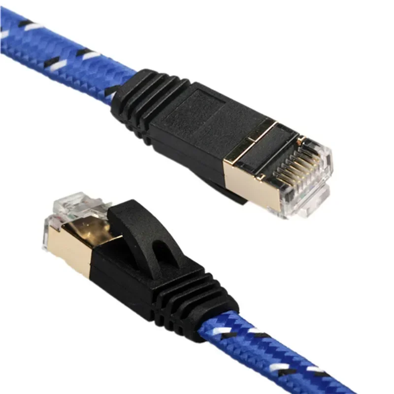 Cat 7 kabel Ethernet przewód płaski UTP z oplotem RJ45 przewód Lan Cat7 kable sieciowe 10Gbps dla Router modemu 1m 2m 5m 10m