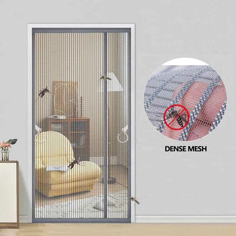 Magnetischer, gestreifter, mückensicherer Türvorhang für das Schlafzimmer, seitlich öffnend, dichtes Netz, ohne Bohren, einfache Installation, abnehmbar, waschbar