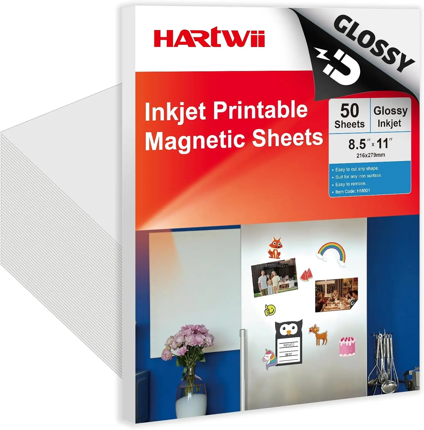 

Магнитные листы для струйной печати, 50 глянцевых листов 8,5x11 дюймов, толстая магнитная бумага
