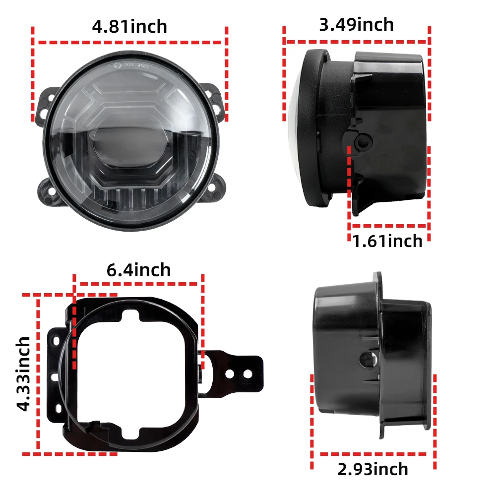4 Inch Round 30W LED Fog Lights White Compatible with 2006-2017 Jeep Wrangler JK Journey Magnum PT Cruiser