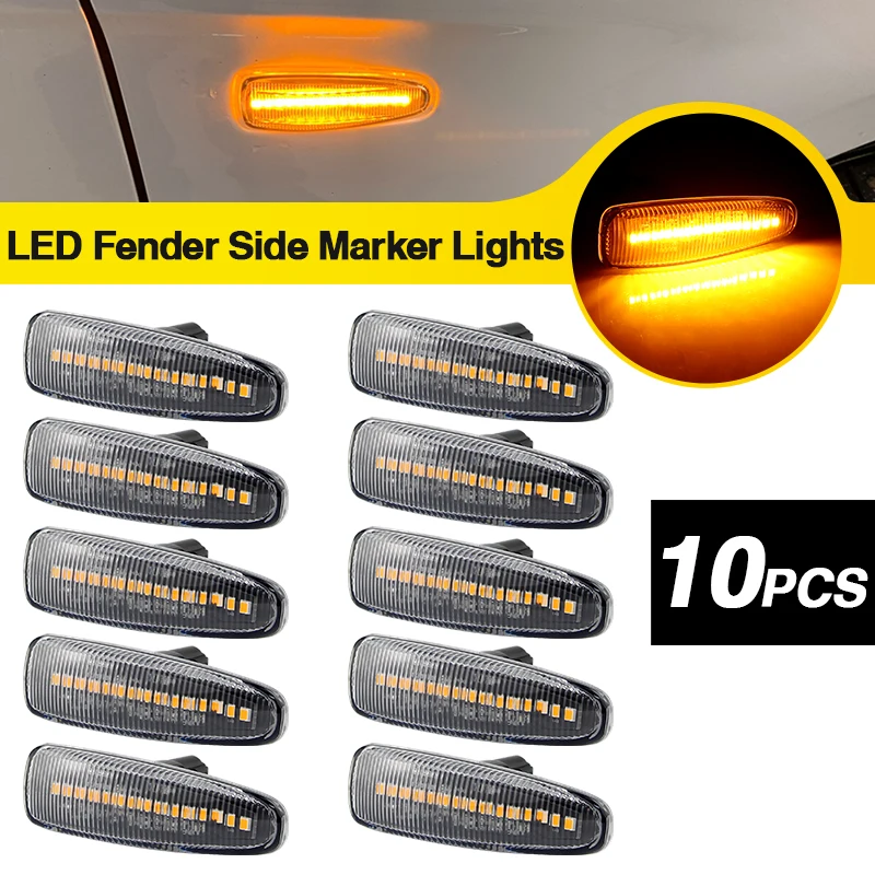 10PCS Led Dynamic Side Marker Turn Signal Light Sequential Blinker For Mitsubishi Mirage 2014-2019 Outlander Sport RVR 2011-up