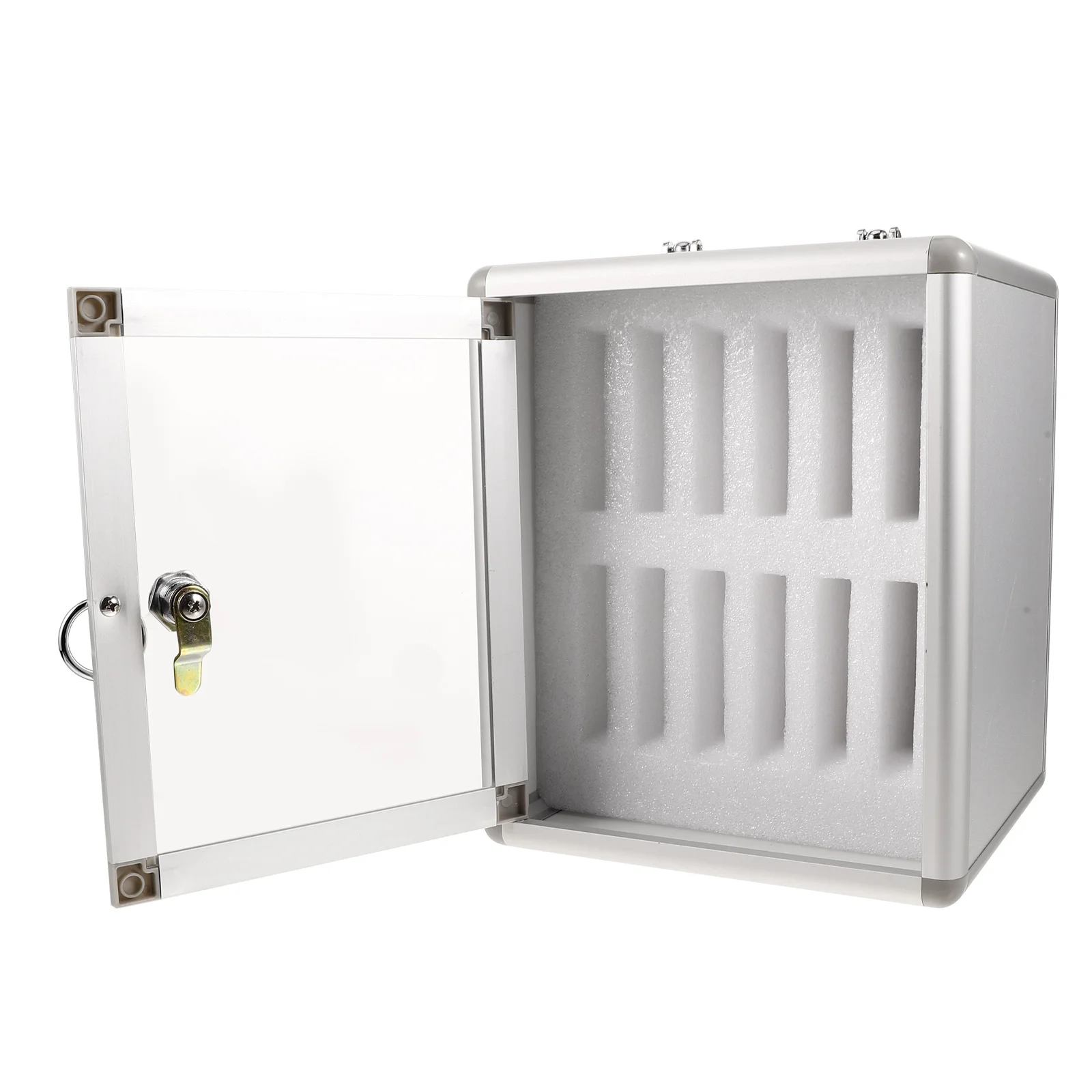 صندوق خزانة الهاتف الخليوي سبائك الألومنيوم منظم تخزين الهاتف قابل للقفل متعدد الفتحات لاجتماع مصنع المدرسة المكتبية #6