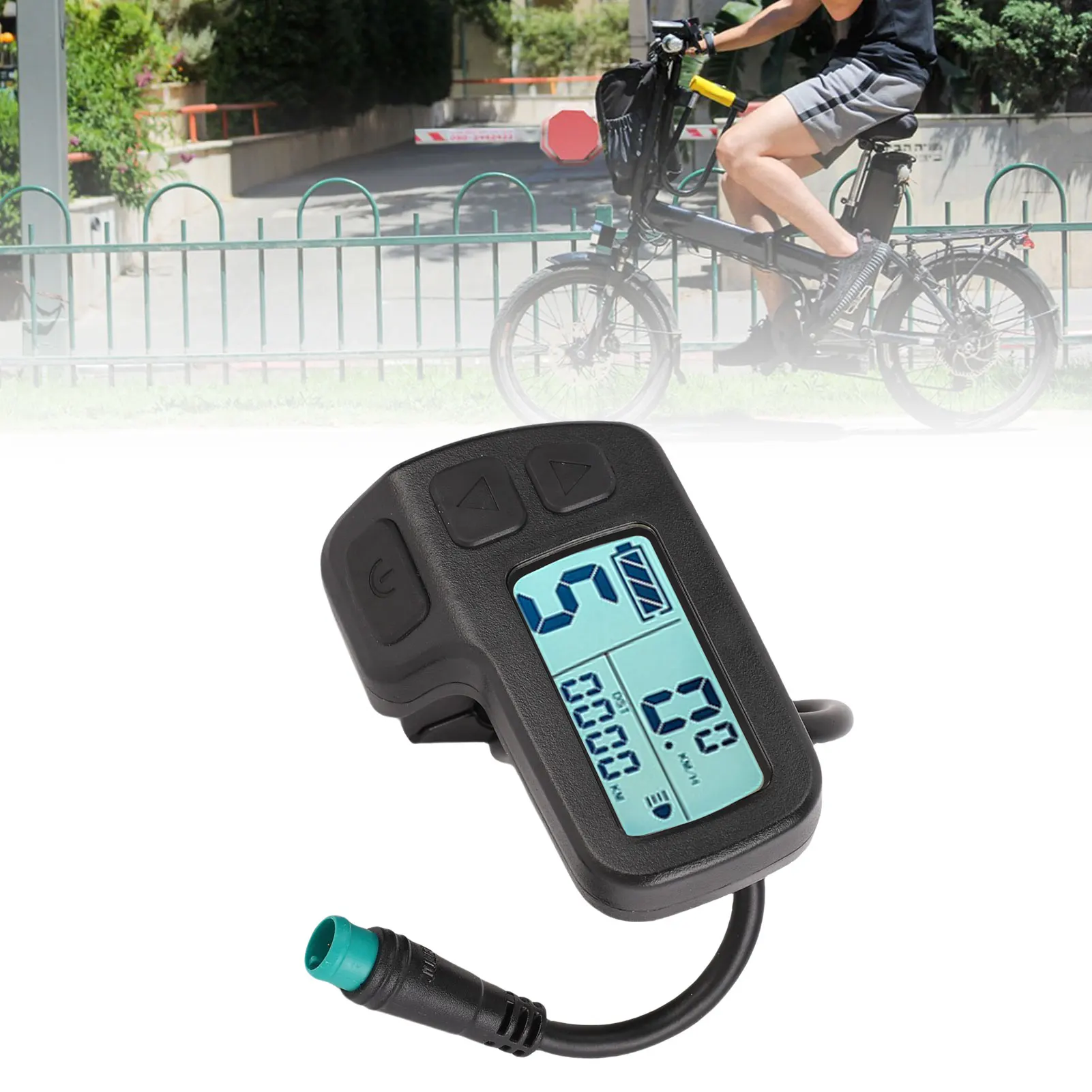 Medidor de exibição lcd para bicicleta elétrica, 24v 36v 48v, painel de controle de tela de scooter elétrica, durável, conector de impermeabilização de 5 núcleos