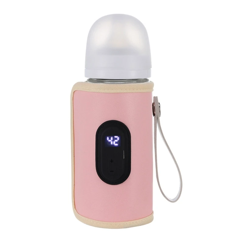 Nursing Bottle Heater USB Charging Heating Sleeve Milk Warmer 20 Temperature Adjustable Insulated Breastmilk Heating Bag D5QA