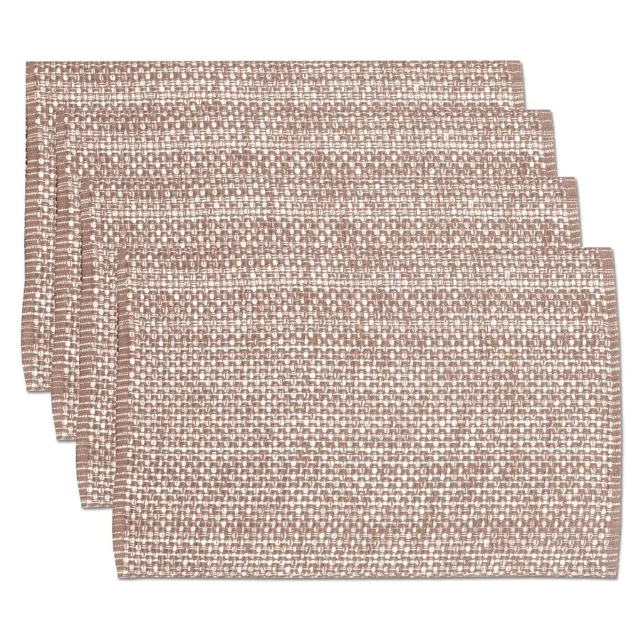 

100 Cotton Placemats for Dining Room Rectangle Two Tone Woven Fabric 13 x 19 Soft Durable Table Mat Set, Set of 6, Taupe