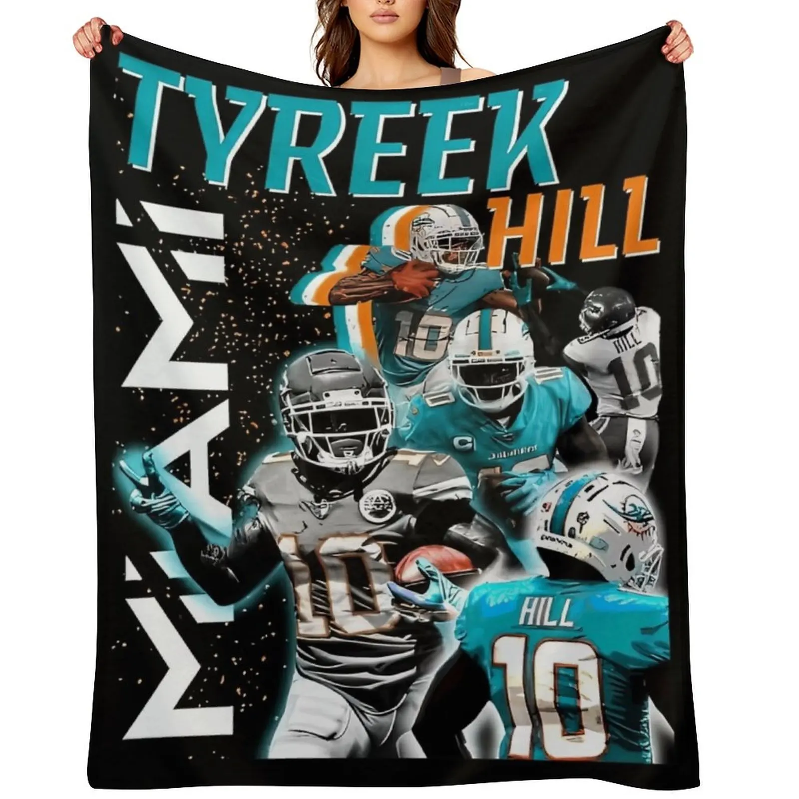 

Tyreek Hill Graphic Throw Blanket Plaid Vintage Decorative Beds Beach Blankets