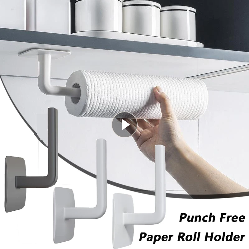 Toilet Paper Towel Holder Punch Free Under Cabinet Paper Roll Rack Bathroom Towel Holder Tissue Hanger Toilet Paper Storage Rack