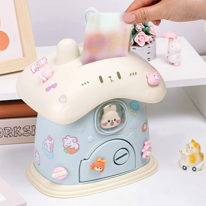 Children DIY Money Banking Toys Piggy Bank Cash Coin Saving Box With Lock Key Cute Rabbit House Decoration Gift Toy For Girl