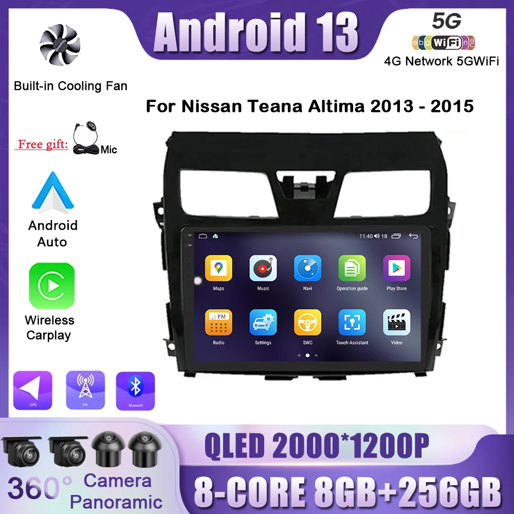 

Android 13 Car Radio Multimedia Player Navigation RDS GPS For Nissan Teana Altima 2013 2014 2015 DSP Carplay WIFI
