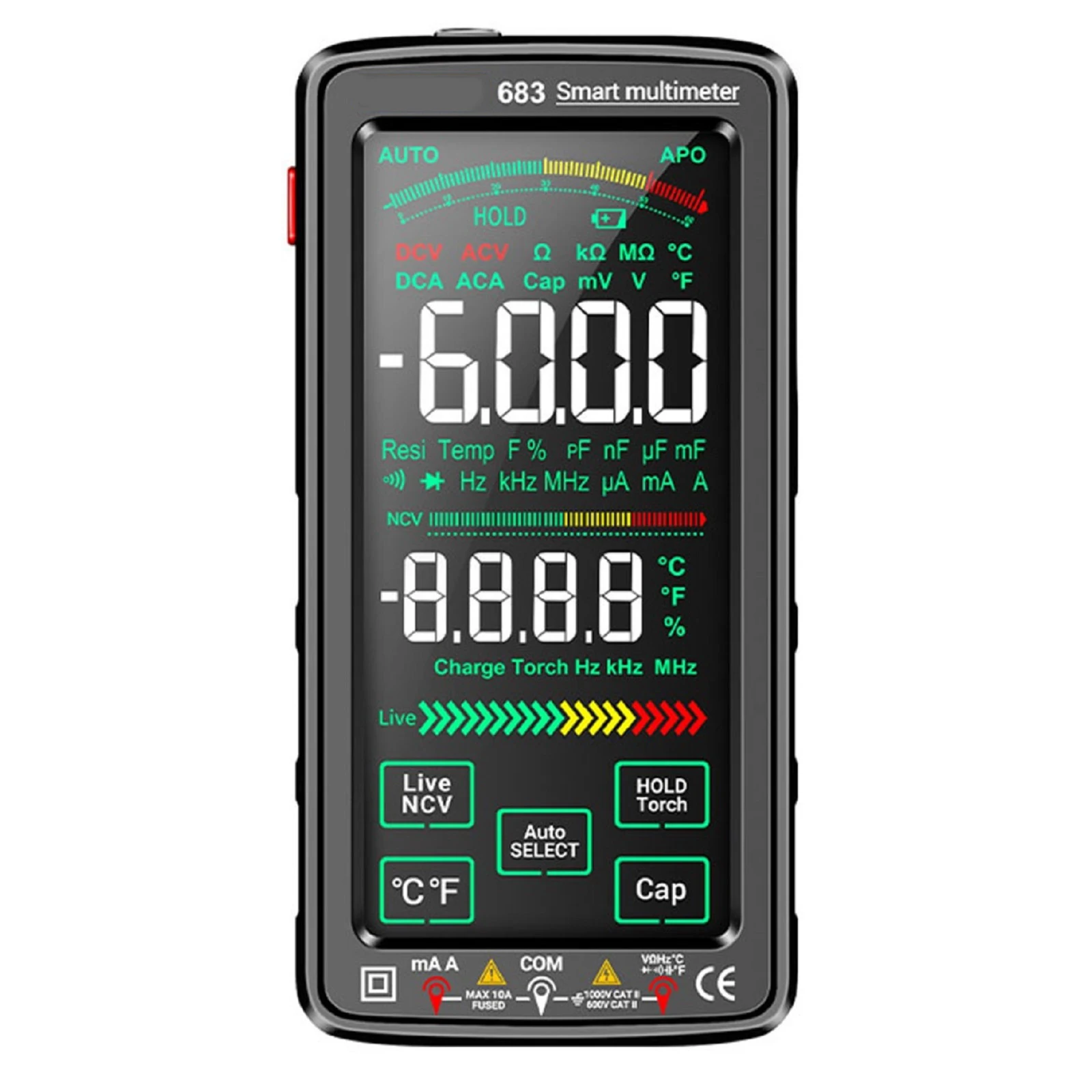 NCV Tester Digital Multimeter 76*25*152mm 2.99*0.98*5.98inch Digital Multimeter With Touch Screen Automatic Shutdown Feature