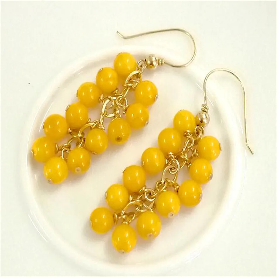 Elegant Natural Amber beeswax golden Earrings Ping 18K Teens Silver Bohemian  Eardrop Hoop