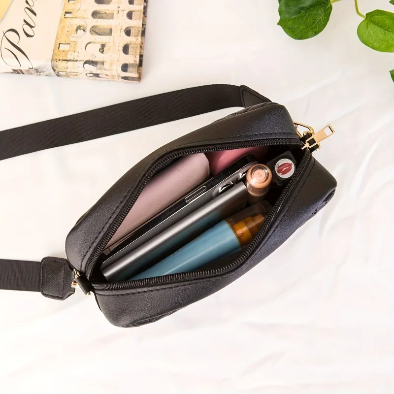 Fashionable and Versatile Women's Leather Crossbody Bags, Simple Wave Embossed Shoulder Bag, Suitable for Commuting and Banquets