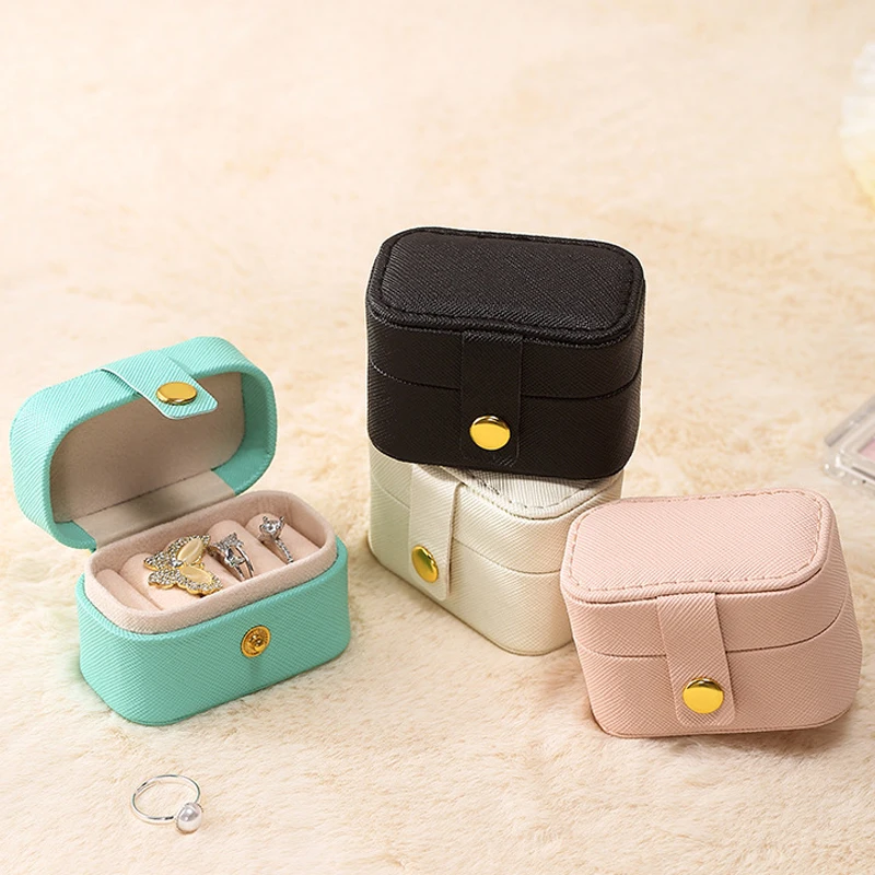 

Portable Mini Jewelry Box Organizer Travel Ring Earrings Holder Jewelry Display Case PU Leather Jewelry Storage Box Gifts