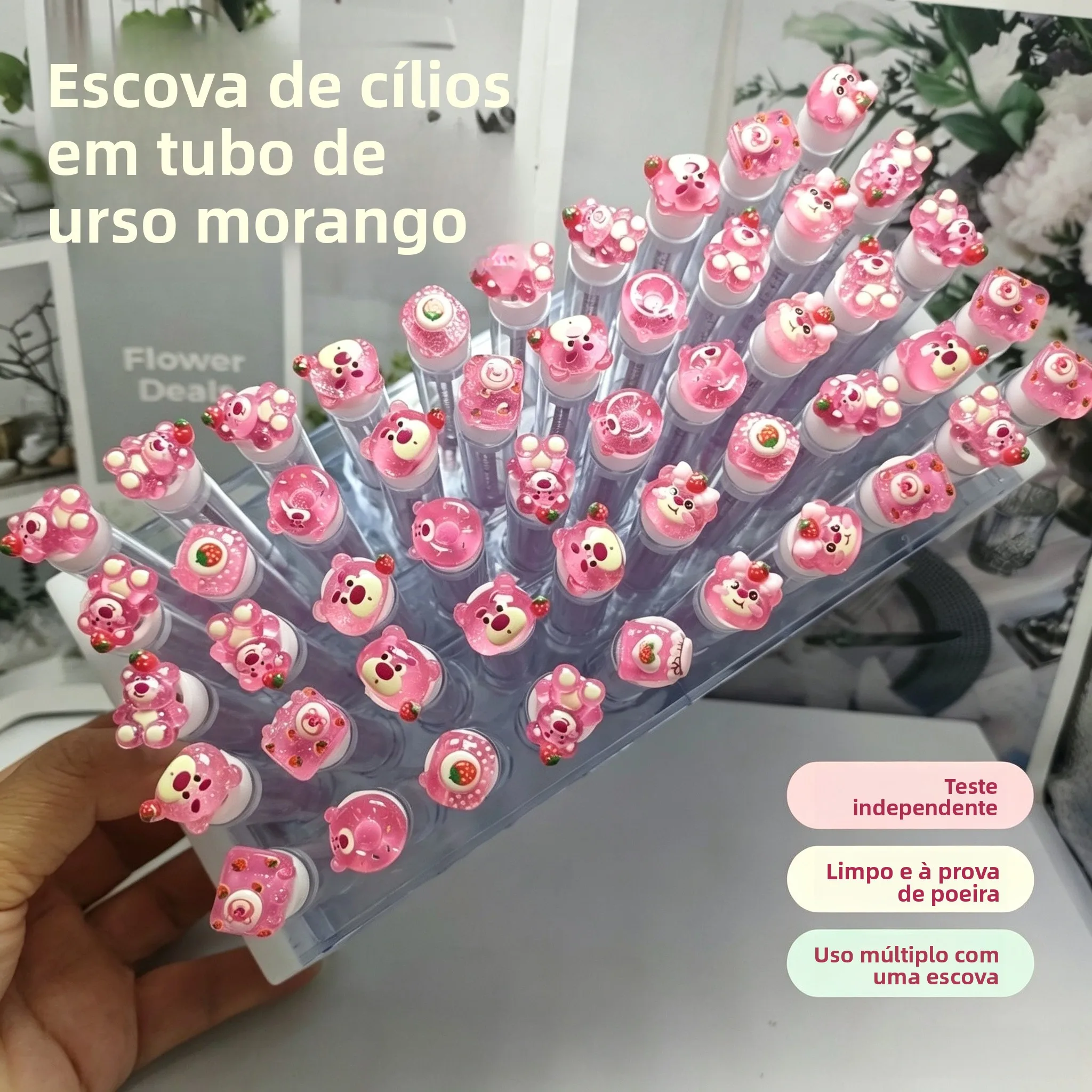 ポータブル漫画クマイチゴ使い捨てまつげブラシスパイラルメイクブラシ独立したパッケージ美容ツールロングハンドル