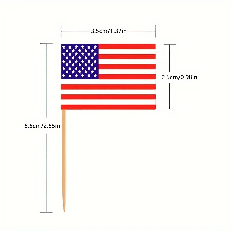 100pcs American Toothpick Flag, Cake Decoration Flag,Food Paper Flag Tag,Independence Day Party Decor Theme Party Supplies