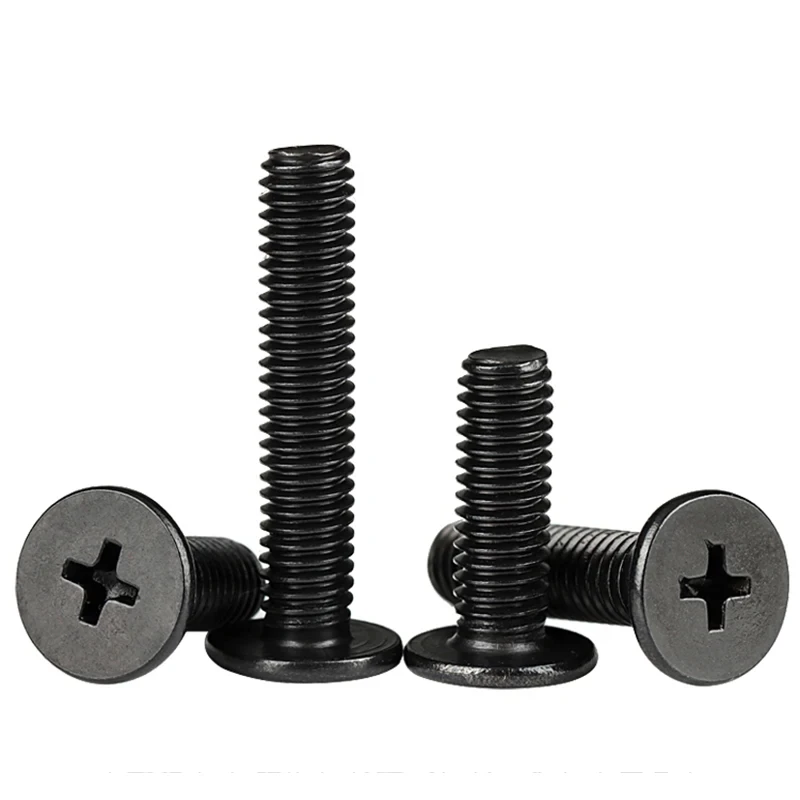 Cm m1.6 m2 m2.5 m3 m4 m5 m6 preto 304 aço inoxidável computador portátil cruz phillips ultra fino baixo parafuso de cabeça de wafer plano
