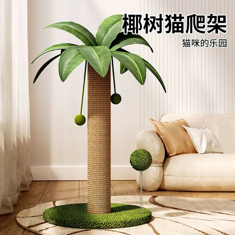 Rascador para Gatos  Sisal con Forma  Palmera, Poste para Jugar y Afilar Garras, Juguete para Mascotas que No Despren Residuos