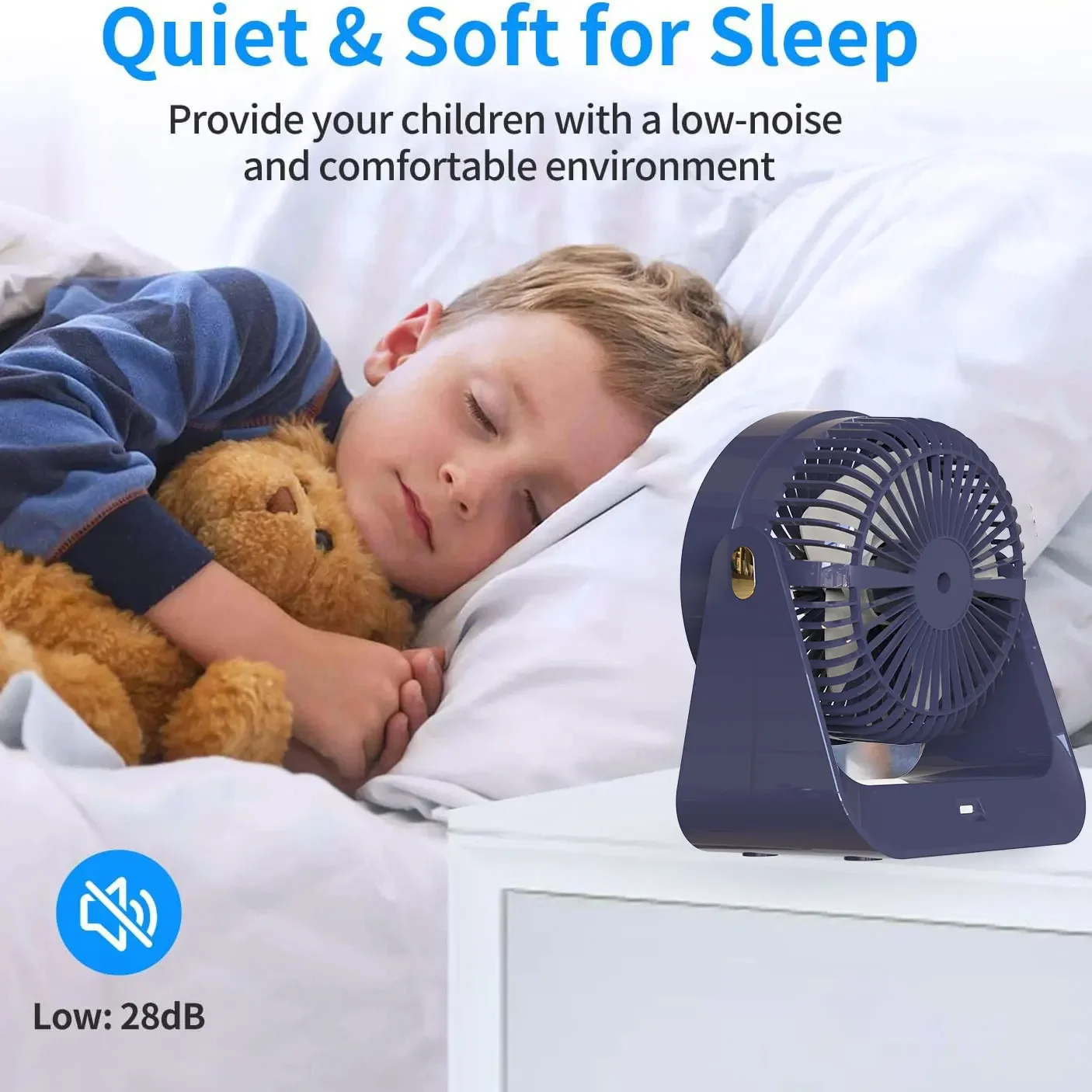 พัดลมหมุนเวียนอากาศสำหรับบ้านห้องนอนพัดลมกระแสลมแรงปรับได้90 ° 28dB kipas angin Meja เสียงรบกวนต่ำสำหรับห้องครัวสำนักงาน