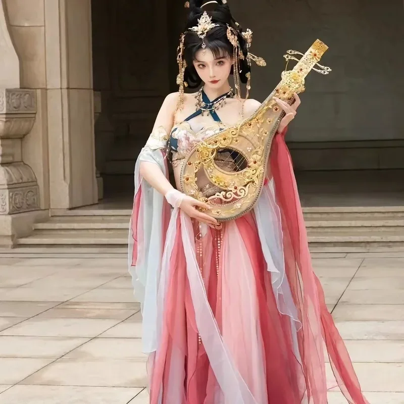 Women Dunhuang Feitian dress ancient exotic embroidery dress fairy flying sky style hanfu cloth ethnic style women full set