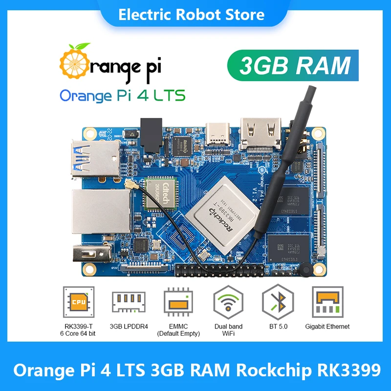 Orange Pi 4 LTS 3 ГБ ОЗУ Rockchip RK3399, поддержка Wifi + BT5.0,Gigabit Ethernet, работает на Android,Ubuntu,Debian OS