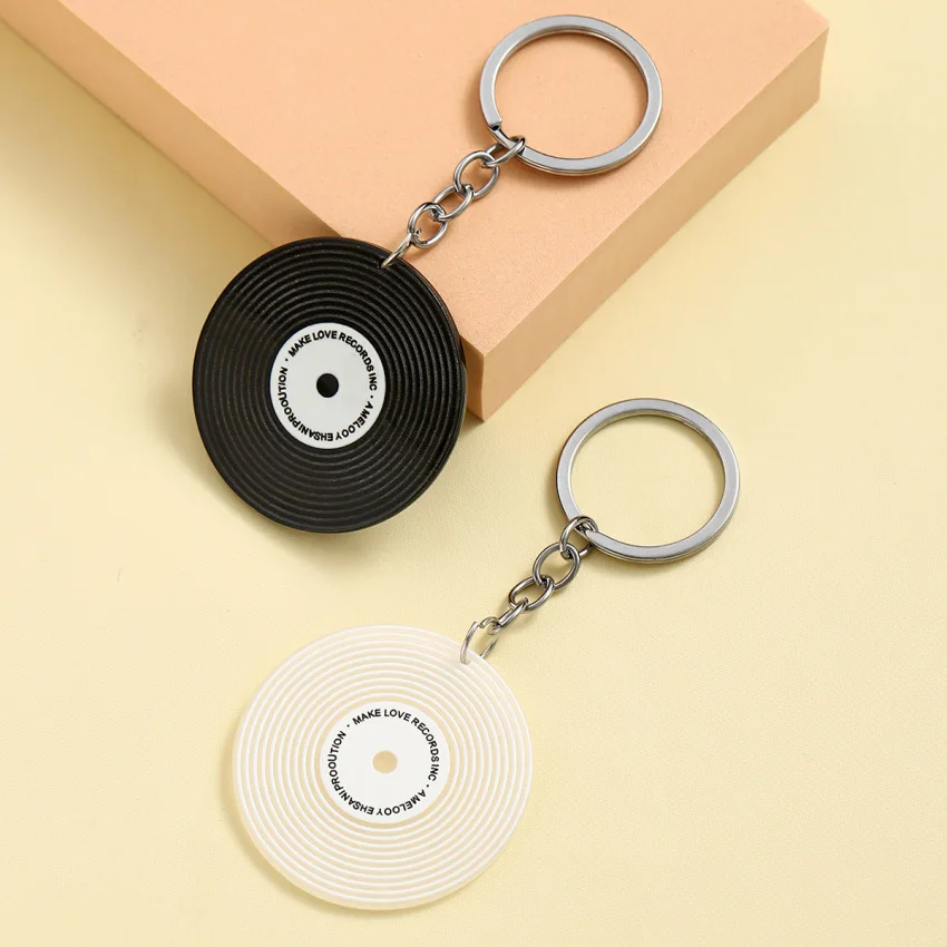 1PC Vinyl Music Festival Keychain Pendant Bag Pendant Car Interior Decor Accessories