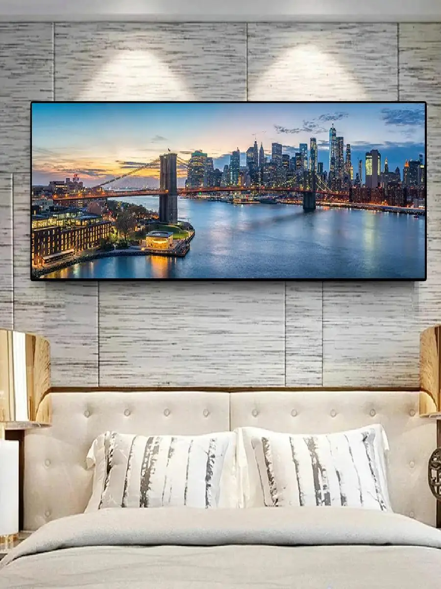 Panoramic Landscape Sunset Brooklyn Bridge Canvas Painting Posters and Prints  Wall Art for Living Room Home Decor No Frame