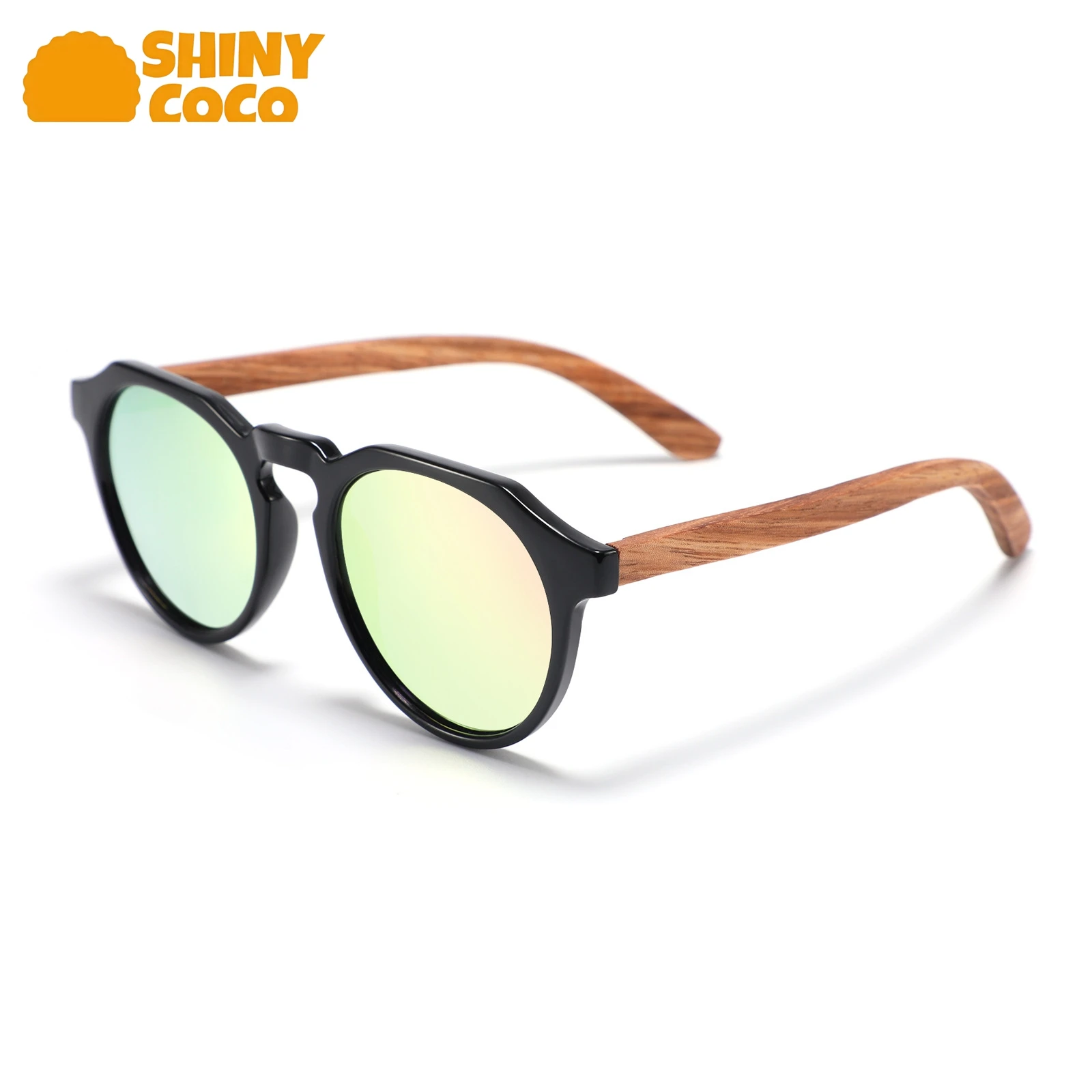

ShinyCoCo Luxury Brand Men Round Framed Polarized Bamboo And Wood Sunglasses Small Framed Women High End Glasses