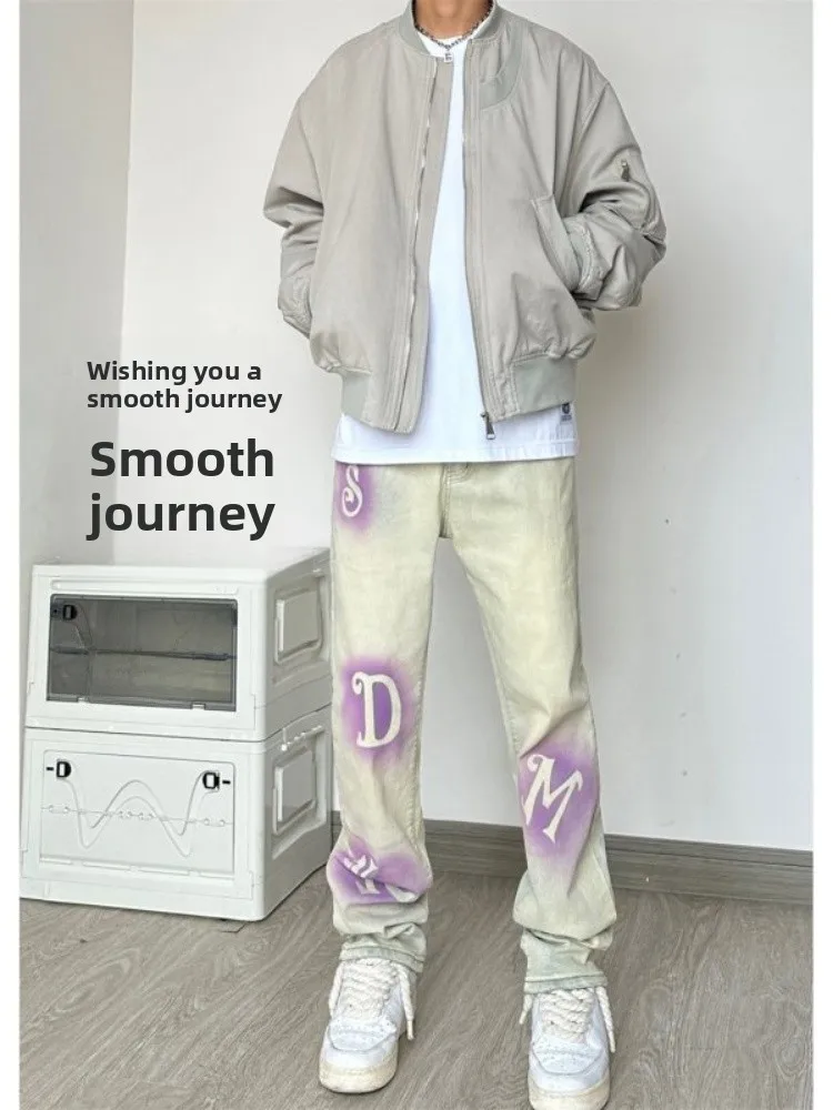 

Мужские джинсы Waed: весенне-осенние, в стиле хип-хоп, американский модный бренд Haome, зауженные, прямые, слегко расклешенные брюки для молодежи