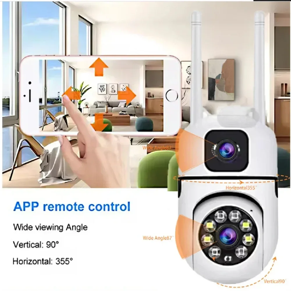 8MP Wifi Camera Dual Lens Security Wireless Outdoor Cameras Two-way Audio Color Night Vision Baby Monitor Detection Wireless Cam