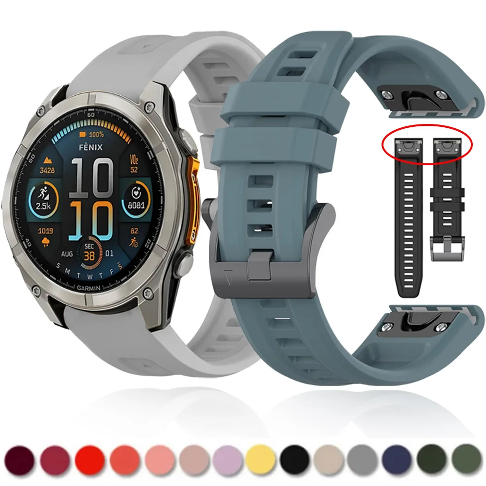 

Quick Fit Silicone Strap for 26mm 22mm 20mm Garmin Tactix 8/Fenix 8 51mm 47mm/7X 6X Pro Bracelet for Garmin Enduro 3/instinct 2X