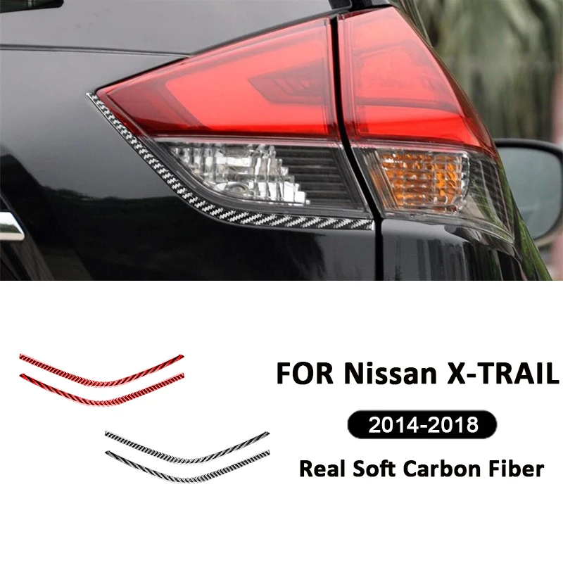 

Car Exterior Carbon Fiber Rear Taillight Tail Headlight Warning Brake Lamp Frame Decoration Sticker For Nissan X-TRAIL 2014-2018