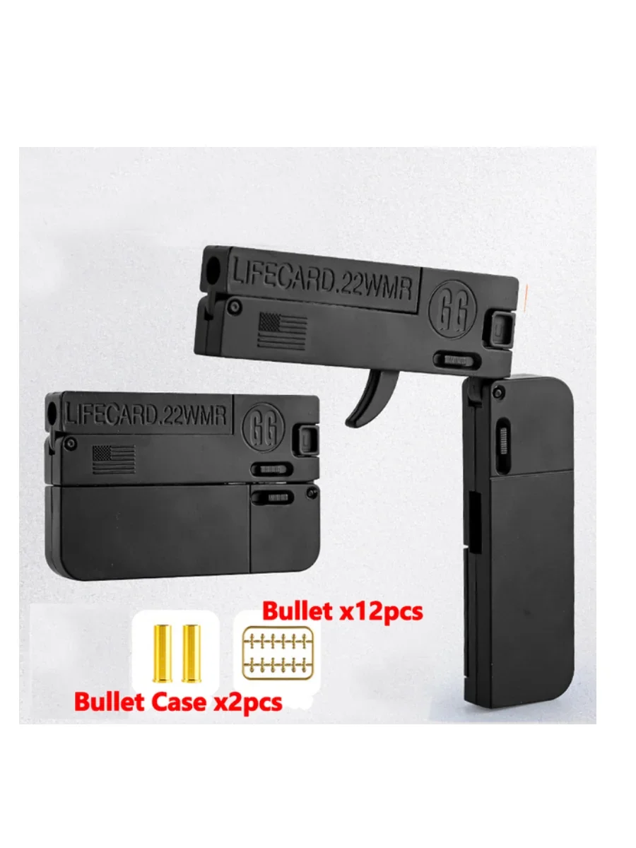 Yw LifeCard Folding Toy Pistol Handgun Toy Card Gun With Soft Bullets Alloy Shooting Model Adults Children Boys Birthday Gifts