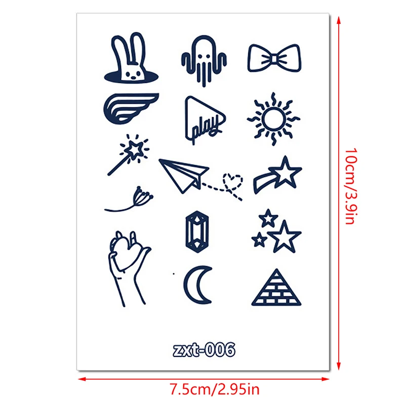 สติกเกอร์รอยสักชั่วคราวน่ารักสีดำยิ้มกุหลาบแทททูทรงลูกบาศก์แขนกันน้ำได้ยาวนานสติกเกอร์รอยสักปลอมด้านหลังสำหรับมือ