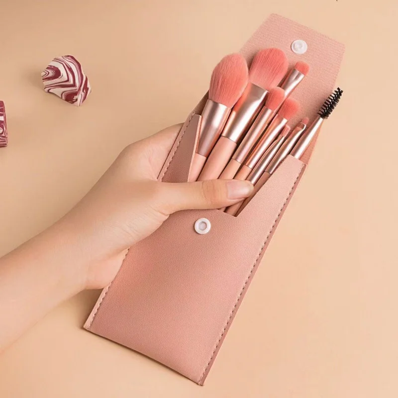 8 pièces pinceau de maquillage Portable ensemble de voyage avec sac pinceau fard à paupières ombre à paupières surligneur fard à paupières ensemble de pinceaux brosse outils de beauté