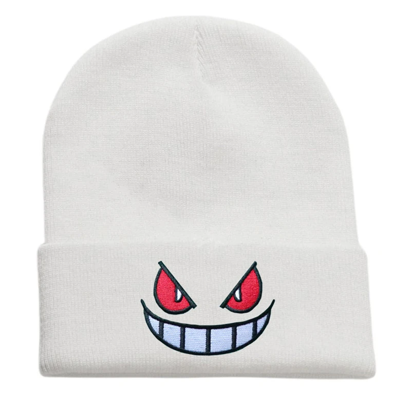 New Anime Cartoon Geng Gui Big Mouth Red Eyes Embroidered Autumn/Winter Knitted Hat Hoodie Warm Hat