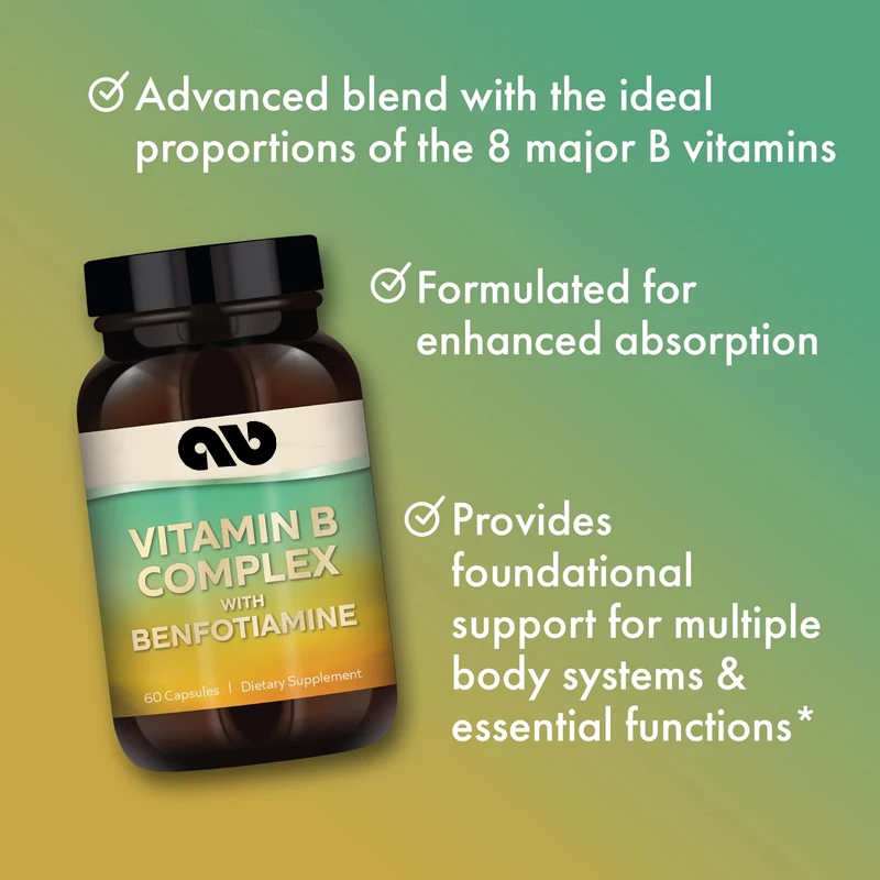 

Vitamin B complex, (60 capsules), containing phenylphosphoramine, dietary supplement, supports energy production, non GMO