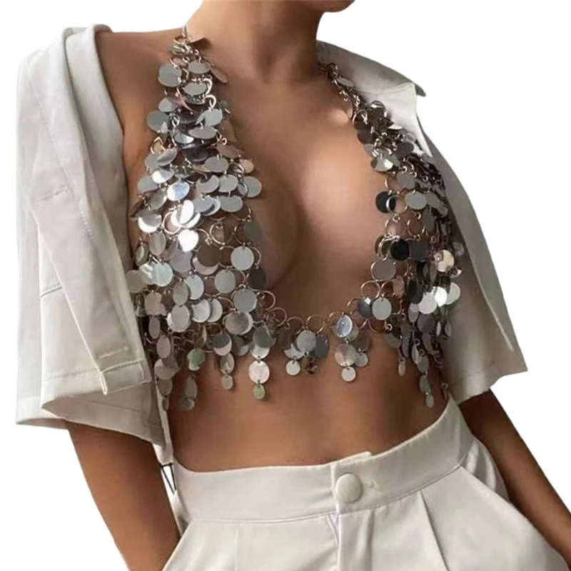 Acrylic Sequins Vest With Colorful Sparkles For Various Occasions Easy Caring Comfortable
