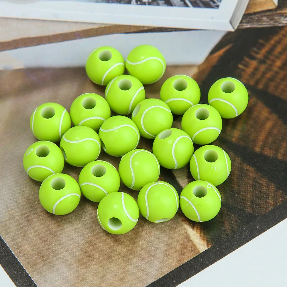 

50Pcs Tennis Beads Sports Spacer Beads Smooth Surface Wear Resistant for Jewelry Making DIY Bracelets Necklaces Keychains