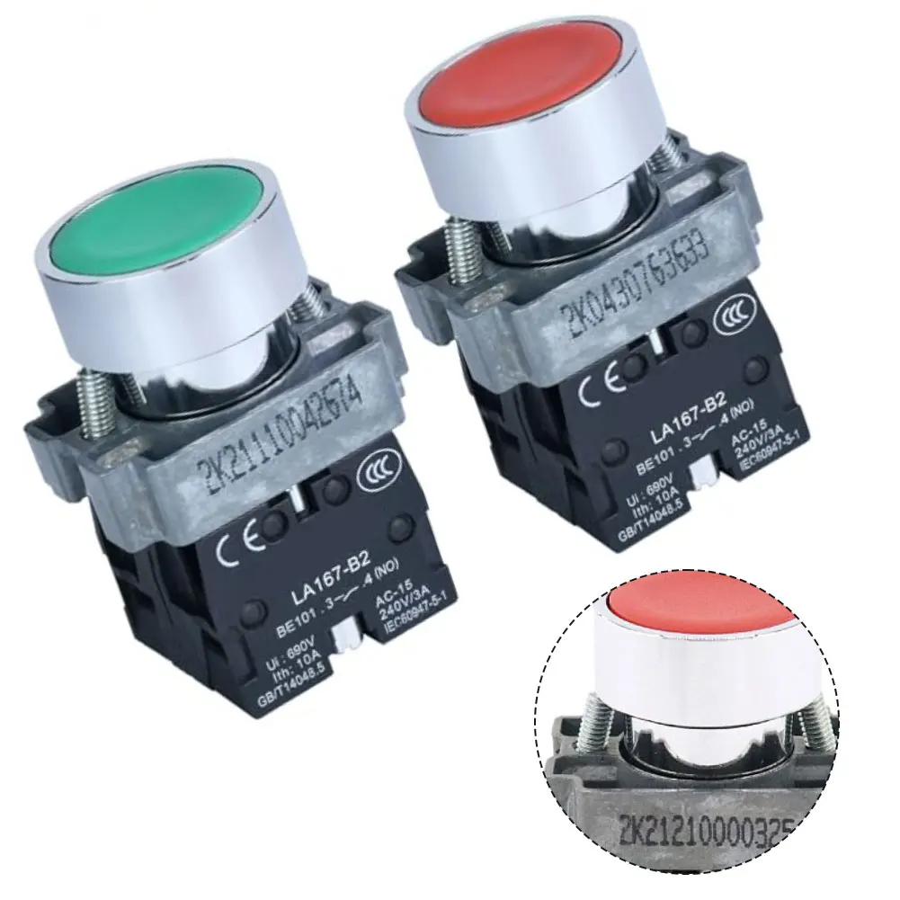 For Outdoor Use Green 22mm Push Button Momentary Action 1NO 1NC Contacts SPDT Configuration 10A Current Rating