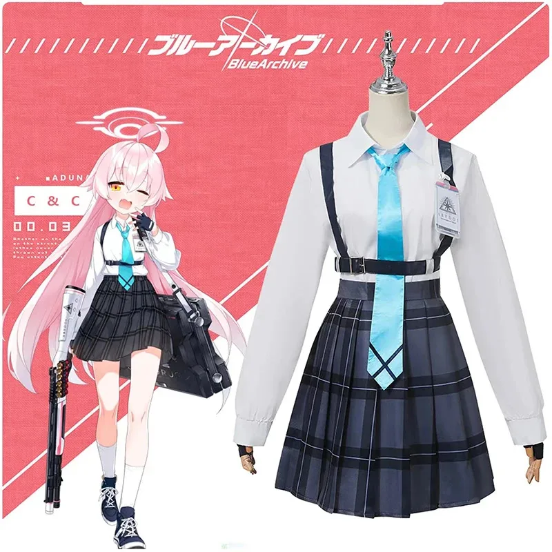 تاكاناشي هوشينو زي لعبة الأرشيف الأزرق تأثيري مدرسة JK الزي الرسمي التنانير العليا شعر مستعار الزي كرنفال حفلة النساء Mak;3,c'5.b;8' #6