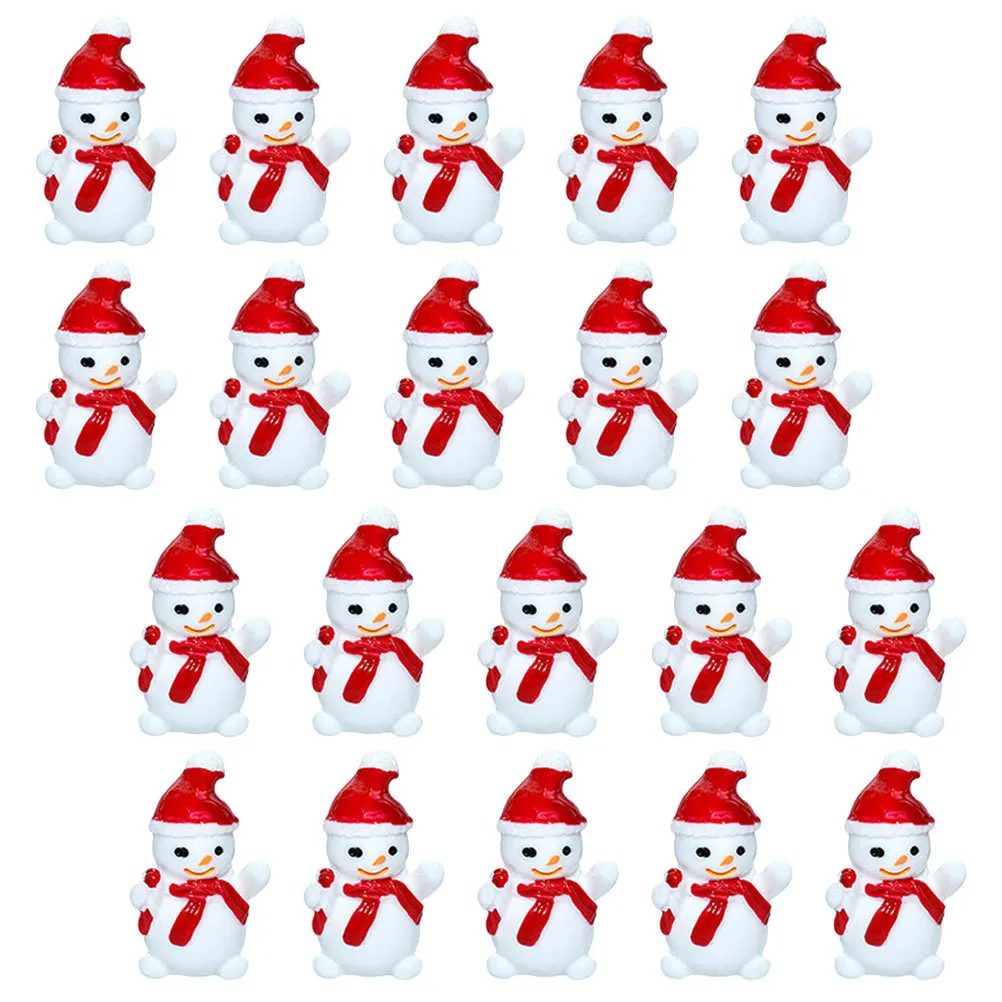 

50pcs Mini Snowman Resin Christmas Ornament For Garden Home Office Desktop Decorative Landscaping Miniature Statue Xmas