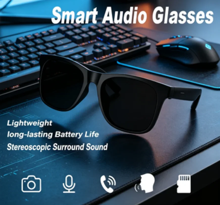 

Men Women Gifts AI Smart Glasses, Wireless Bluetooth Headphone Touch Photography Remote Control & Voice Assistant