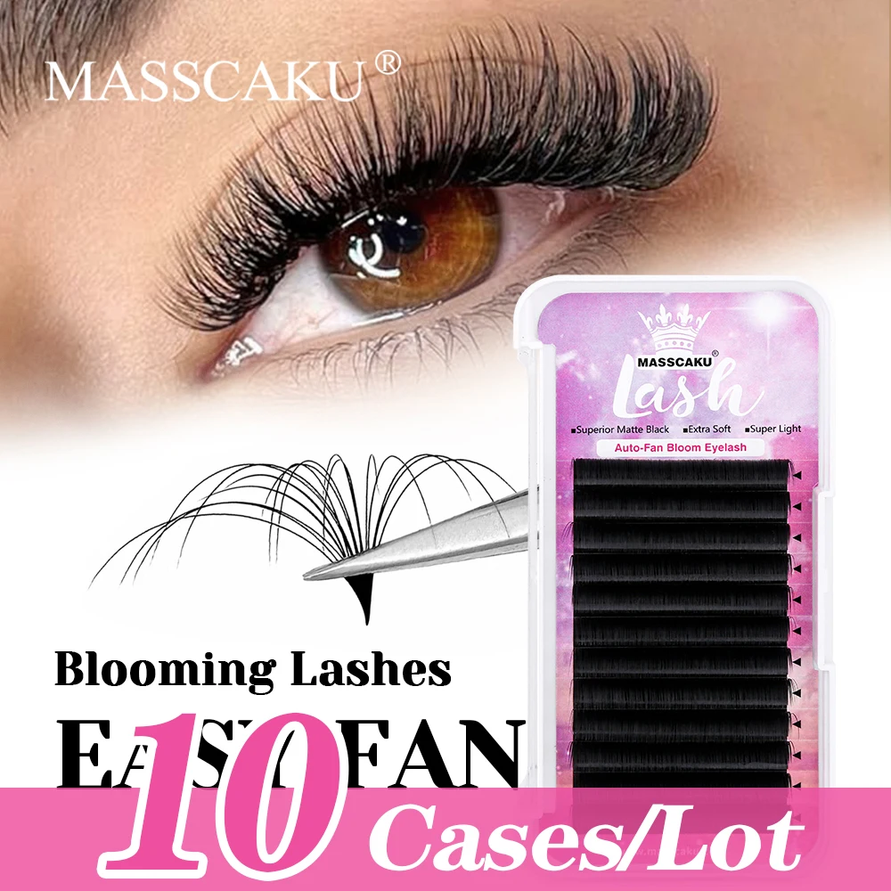 

MASSCAKU New Arrival 10cases/lot Natural Looks Rapid Flowering Lashes 0.05/0.07mm Thickness Long-lasting Makeup Eyelash Bundles