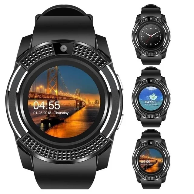 Bluetooth V8 Smart Watch Sports Fitness Tracker Support SD Card SIM Card Music Camera Smartwatch Phone Watch Men Women Kids