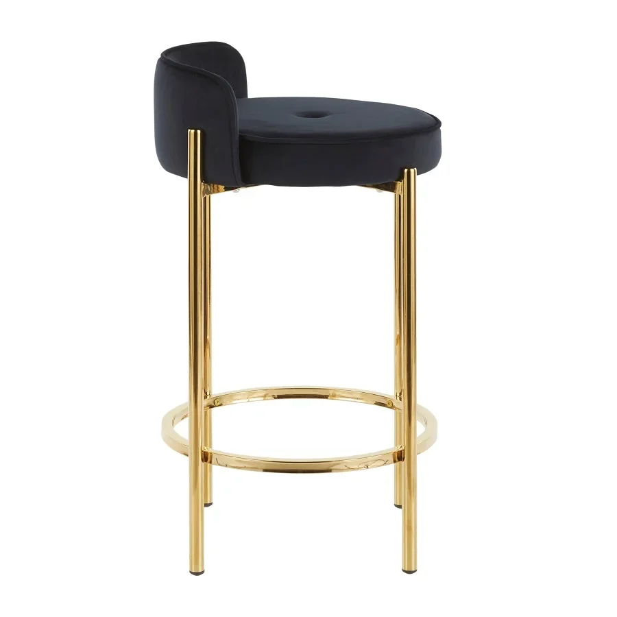 

For Hot Selling High Foot Counter Chair Gold Stainless Steel Pub Chair Velvet Bar Stool for Party Event Club