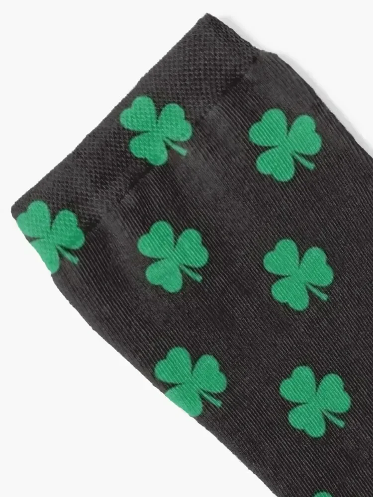 Lucky Irish Black and Green Shamrock Socks aesthetic Christmas retro Socks For Women Men's