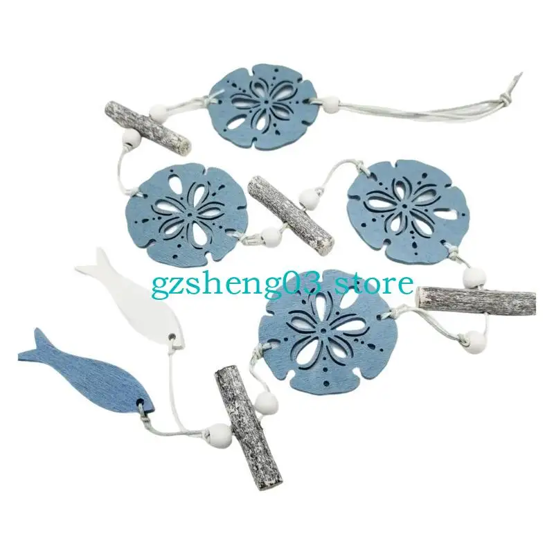 U75C Ocean Theme Decoration Decoration Blue Fish Sea Shell Ornament para parede e janela