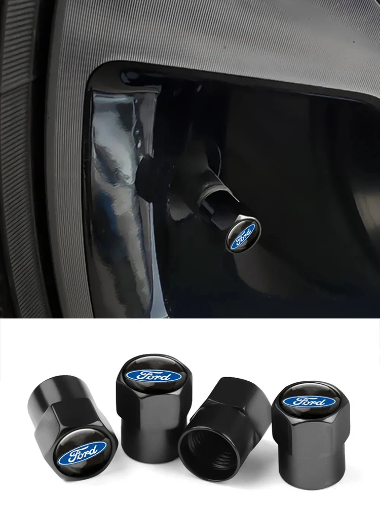 Bouchons de Valve de pneu de roue de voiture, couvercle de tige en métal pour Ford Escape Kuga Mondeo Ecosport Fiesta Focus 2 3 MK1 MK2 Fusion Ranger 4 pièces/ensemble