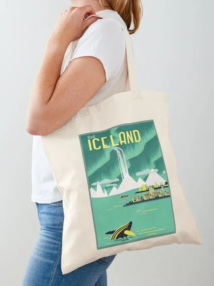 ICELAND : Vintage Travel and Tourism Advertising Print Tote Bag Lady bag Canvas Woman shopper bag